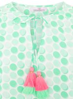 ZWILLINGSHERZ Pünktchen Damen Sommer-Bluse Tunika-Shirt mit Polka Dots 33215-69 Grün/Weiß/Pink