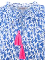 ZWILLINGSHERZ Damen Sommer-Bluse "Colorful Leopard" mit Leopard-Muster 33224-89 Blau/Pink