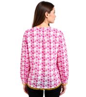 ZWILLINGSHERZ Damen Baumwoll-Bluse Sommer-Bluse "Candy" mit gepunkteten-Muster 33215-52 Pink/Orange