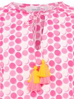 ZWILLINGSHERZ Damen Baumwoll-Bluse Sommer-Bluse "Candy" mit gepunkteten-Muster 33215-52 Pink/Orange