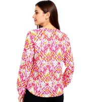 ZWILLINGSHERZ Ethno Damen Sommer-Bluse Tunika-Shirt mit Muster 33234-100 Pink/Grün/Blau/Weiß