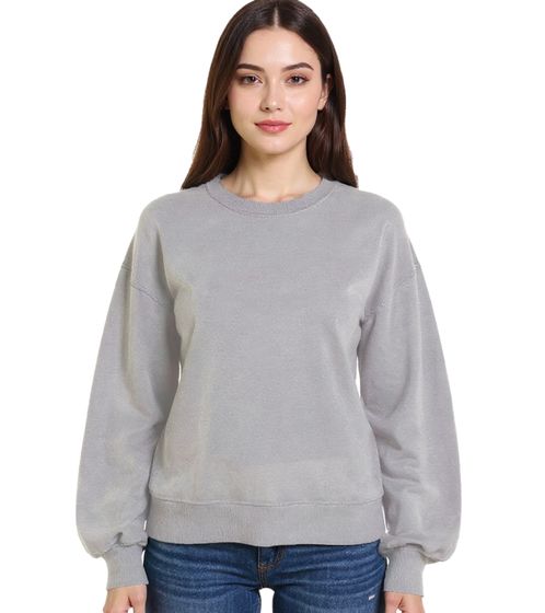 Sudadera de mujer ZEGY, jersey sencillo de algodón con cuello redondo, color gris 1065