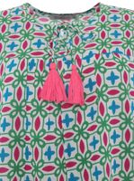 ZWILLINGSHERZ Stargazing Damen Sommer-Bluse Tunika-Shirt mit Sternen 33184-64 Weiß/Blau/Pink/Grün