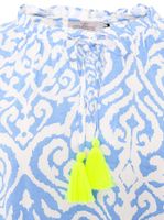 ZWILLINGSHERZ Ornamente Damen Sommer-Bluse Tunika-Shirt mit Quasten 33223-84 Blau/Weiß/Gelb