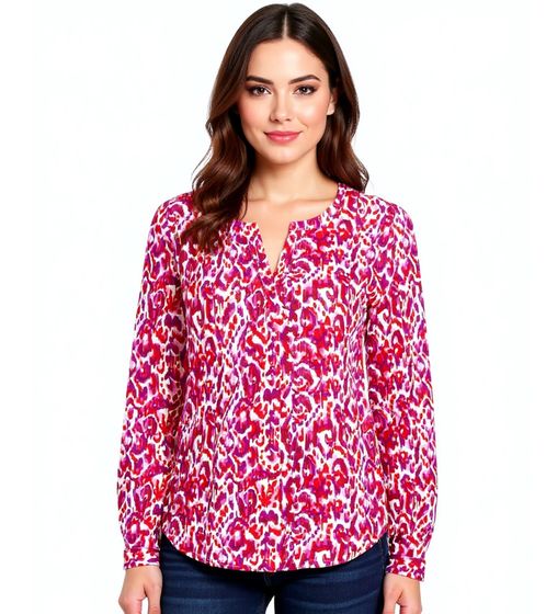 ZWILLINGSHERZ Mille Fleur Damen Sommer-Bluse Tunika-Shirt mit Knöpfen 33104-1 Pink/Rot/Lila/Weiß