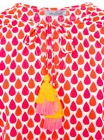 ZWILLINGSHERZ Damen Sommer-Bluse mit Tröpfchen-Muster Baumwoll Langarmshirt 33217-13 Pink/Rot/Weiß