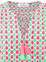 ZWILLINGSHERZ Damen Baumwoll-Bluse Sommer-Bluse "Tröpfchen" mit Tröpfchen-Muster 33217-64 Grün/Pink