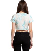 Top corto tie-dye ZEGY para mujer, camiseta de algodón 1075 blanco/azul