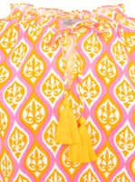 ZWILLINGSHERZ Damen Baumwoll-Bluse Sommer-Bluse mit ovalen Ranken-Muster 33246-95 Orange/Pink