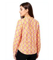 ZWILLINGSHERZ Damen Baumwoll-Bluse Sommer-Bluse mit ovalen Ranken-Muster 33246-95 Orange/Pink