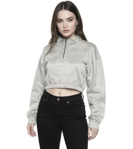 ZEGY Women's Crop Sweater Half Zip Long Sleeve Cropped Cotton Sweater 1073 Gray ZEGY Women's Crop Sweater Half Zip Long Sleeve Cropped Cotton Sweater 1073 Gray