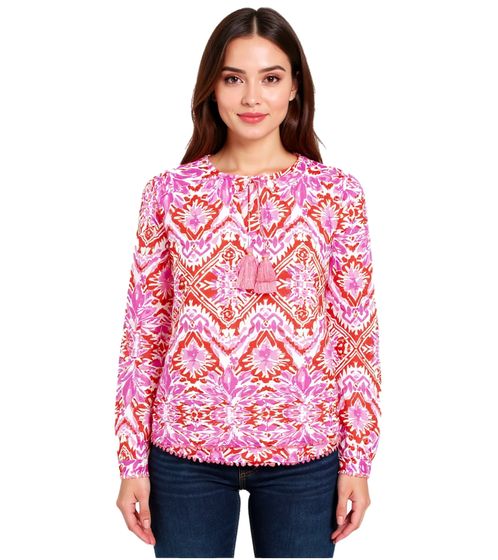 Chemisier d'été femme en coton ZWILLINGSHERZ à motif floral 33216-15 Rouge/Rose