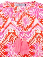 ZWILLINGSHERZ Damen Baumwoll-Bluse Sommer-Bluse mit Blumen-Muster 33216-15 Rot/Pink