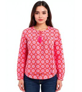 ZWILLINGSHERZ Women's Summer Blouse with Eye-Catching Pattern 33125-4 Orange/Pink ZWILLINGSHERZ Women's Summer Blouse with Eye-Catching Pattern 33125-4 Orange/Pink