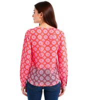 ZWILLINGSHERZ Damen Sommer-Bluse mit aufälligen-Muster 33125-4 Orange/Pink
