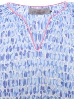 ZWILLINGSHERZ Damen Sommer-Bluse in Aquarell Optik Baumwoll Langarmshirt 33230-87 Blau/Weiß/Pink