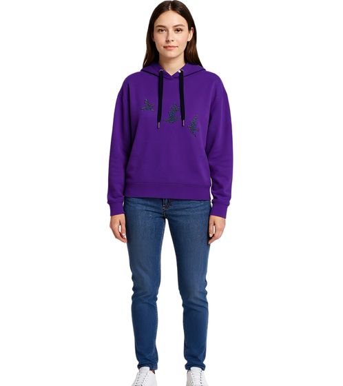 Sudadera con capucha para mujer ZEGY con adornos de pájaros, de algodón, 1074, color morado