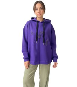 ZEGY Damen Hoodie Kapuzen-Pullover mit Vögel-Verzierungen Baumwoll-Pullover Sweater 1074 Violett ZEGY Damen Hoodie Kapuzen-Pullover mit Vögel-Verzierungen Baumwoll-Pullover Sweater 1074 Violett