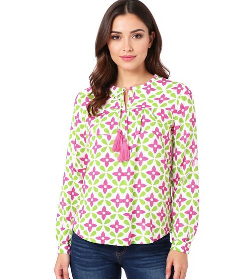 Chemisier tunique d'été femme ZWILLINGSHERZ Holiday Mood à étoiles 33256-22 Vert/Rose/Blanc