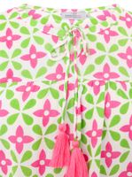 ZWILLINGSHERZ Holiday Mood Damen Sommer-Bluse Tunika-Shirt mit Sternen 33256-22 Grün/Pink/Weiß