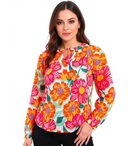 Chemisier tunique d'été à fleurs Paula pour femme ZWILLINGSHERZ 33102-1 Rose/Orange/Vert/Blanc