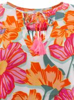 ZWILLINGSHERZ Paula Damen Sommer-Bluse Tunika-Shirt mit Blumen 33102-1 Pink/Orange/Grün/Weiß