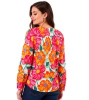 ZWILLINGSHERZ Paula Damen Sommer-Bluse Tunika-Shirt mit Blumen 33102-1 Pink/Orange/Grün/Weiß