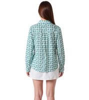 ZWILLINGSHERZ Pünktchen Damen Sommer-Bluse Tunika-Shirt mit Polka Dots 33095-2 Grün/Weiß