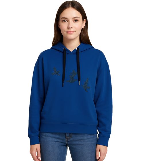 Sudadera con capucha ZEGY para mujer con adornos de pájaros, jersey de algodón, 1074, azul marino