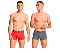 Pack de 2 calzoncillos bóxer básicos PUMA Everyday para hombre, de algodón, 701232894 003, gris/rojo