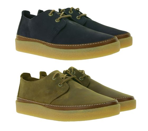 Clarks Clarkwood Low Herren Schnür-Schuhe Echtleder Halb-Schuhe mit Wechselfußbett Braun oder Blau 