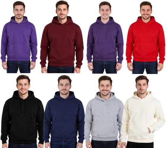 European League Of Football Blanko Herren Hoodie mit Känguru-Tasche Baumwoll-Pullover in Violett, Blau, Rot, Weiß, Grau oder Schwarz