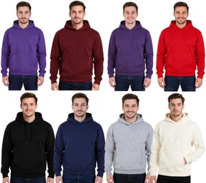 European League Of Football Blanko Herren Hoodie mit Känguru-Tasche Baumwoll-Pullover in Violett, Blau, Rot, Weiß, Grau oder Schwarz