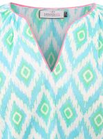 ZWILLINGSHERZ Damen Baumwoll-Bluse Sommer-Bluse Tunika-Shirt 33227-88 Grün/Weiß/Blau