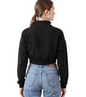 Suéter corto de algodón para mujer ZEGY, con media cremallera y manga larga, 1073, color negro