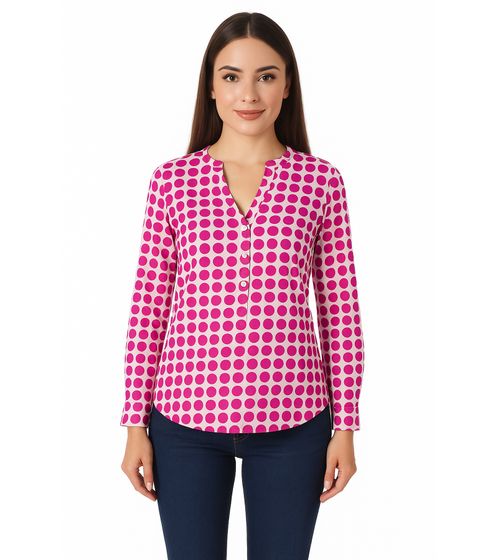 Chemisier tunique d'été à pois ZWILLINGSHERZ 33095-1 Rose/Blanc
