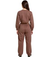 Conjunto de chándal ZEGY para mujer, sudadera, jersey corto, algodón, 1072 Marrón