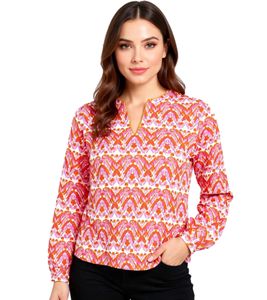 Chemisier tunique d'été ZWILLINGSHERZ Joyful pour femme avec ornements 33236-13 Orange/Rose/Blanc