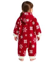 2er Pack Jumpsuit Kleinkinder Overall Fleece-Anzug mit Kapuze Schneeflocken-Design mit Reißverschluss Baby-Anzug 954927 Rot/Weiß