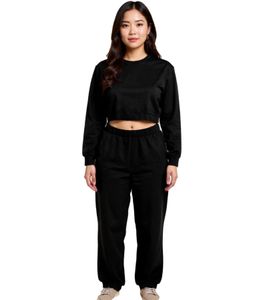 Tuta da jogging da donna ZEGY, pantaloni della tuta, maglione corto con mezza zip, set in cotone 1072 Nero Tuta da jogging da donna ZEGY, pantaloni della tuta, maglione corto con mezza zip, set in cotone 1072 Nero