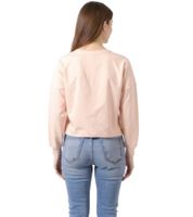 ZEGY Damen Crop-Pullover Langarm-Shirt schlichter Baumwoll-Pulli Cropped 1067 Rosa