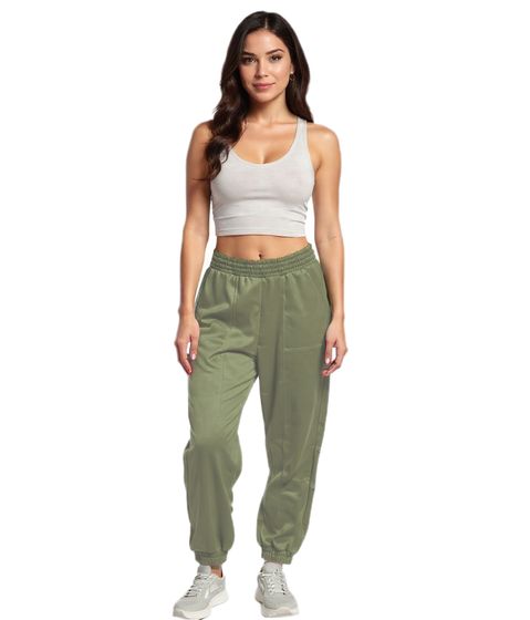 ZEGY Damen Jogginghose bequeme Sweat-Hose mit seitlichen Eingrifftaschen Baumwoll-Hose 1068 Khaki