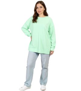 Felpa da donna ZEGY semplice pullover in cotone girocollo 1070 verde menta Felpa da donna ZEGY semplice pullover in cotone girocollo 1070 verde menta