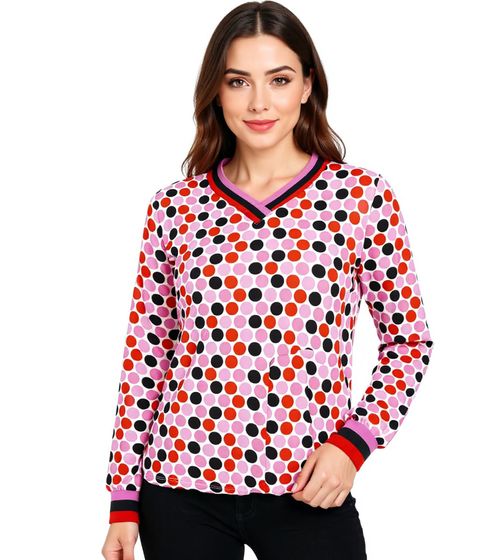Camicia estiva a maniche lunghe a pois da donna ZWILLINGSHERZ 31629-15 Rosso/Rosa/Bianco