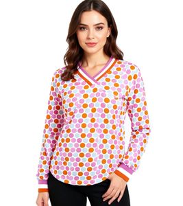 Camicia estiva a maniche lunghe a pois da donna ZWILLINGSHERZ 31629-22 Rosa/Azzurro/Arancione