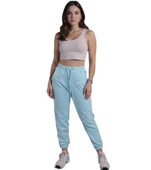 ZEGY Damen Jogginghose bequeme Sweat-Hose mit seitlichen Eingrifftaschen Baumwoll-Hose 1063 Hell-Blau