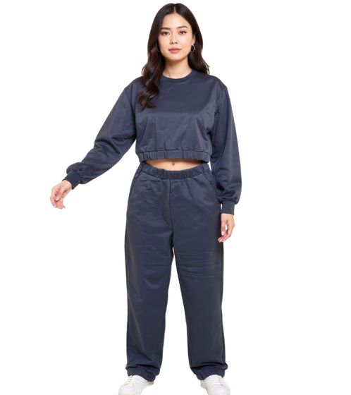 Ensemble de jogging ZEGY pour femme, sweat-shirt jogger, pull court, ensemble en coton, 1072 bleu marine