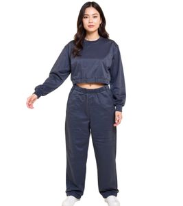 ZEGY Damen Jogging-Anzug Sweat-Jogger Crop-Pullover Baumwoll-Set 1072 Navy ZEGY Damen Jogging-Anzug Sweat-Jogger Crop-Pullover Baumwoll-Set 1072 Navy