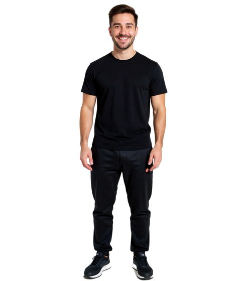 STANNO Herren Trainings-Hose Jogginghose mit Logo-Patch Jogger 432200-800 Schwarz