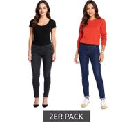 2er Sparpack Damen Skinny-Jeggings modische Denim-Hose mit Gummizug Komfort-Stretch 965587 Blau/Schwarz